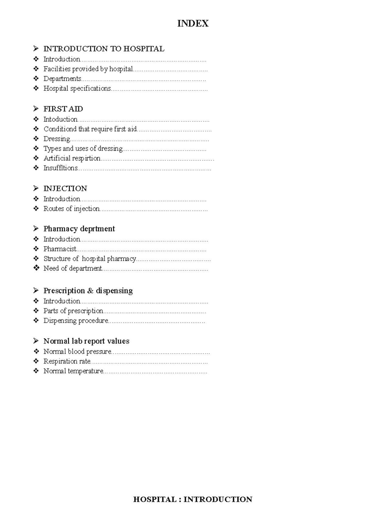 Hospital Training report - Report On Hospital Training-I - - Studocu