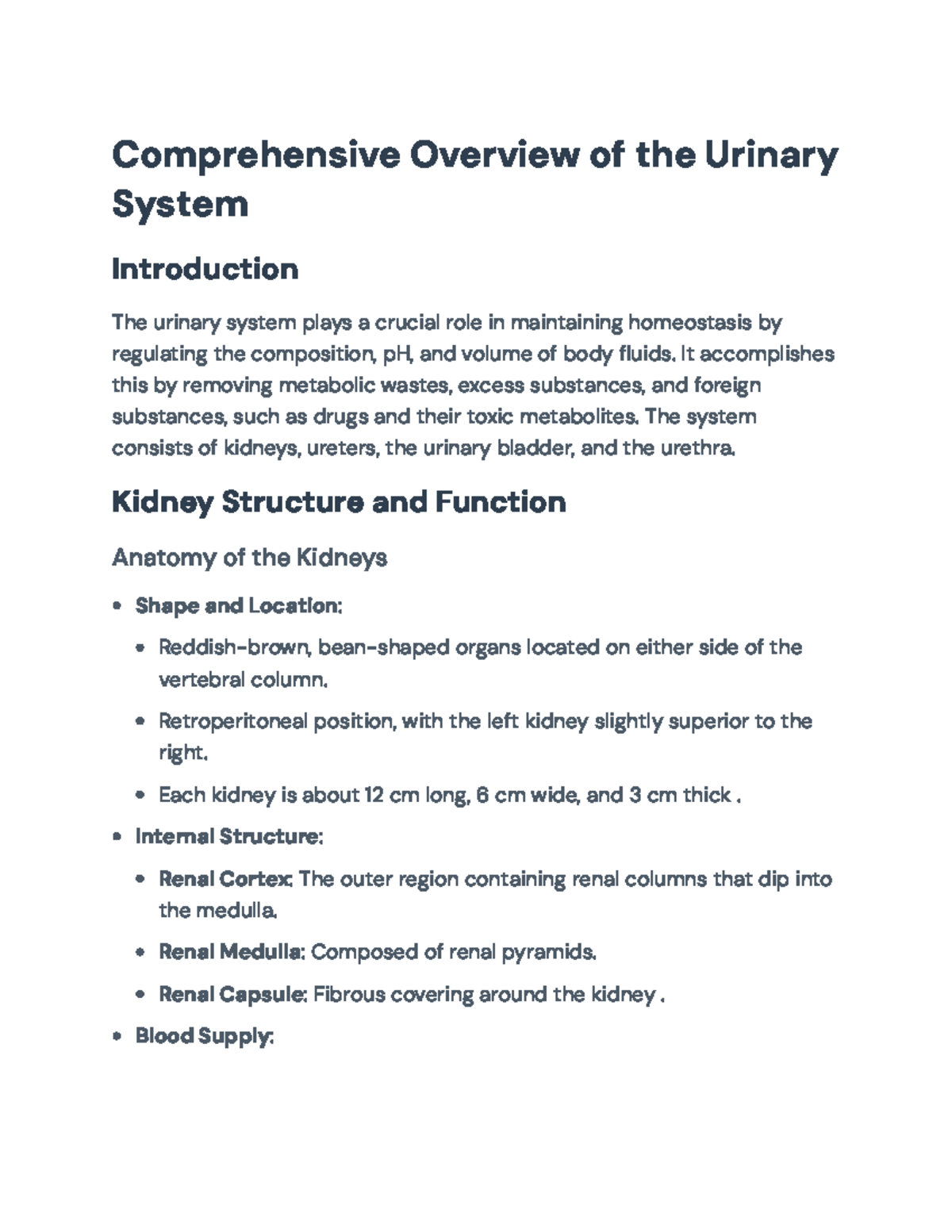 Comprehensive Overview of the Urinary System: Anatomy and Function ...