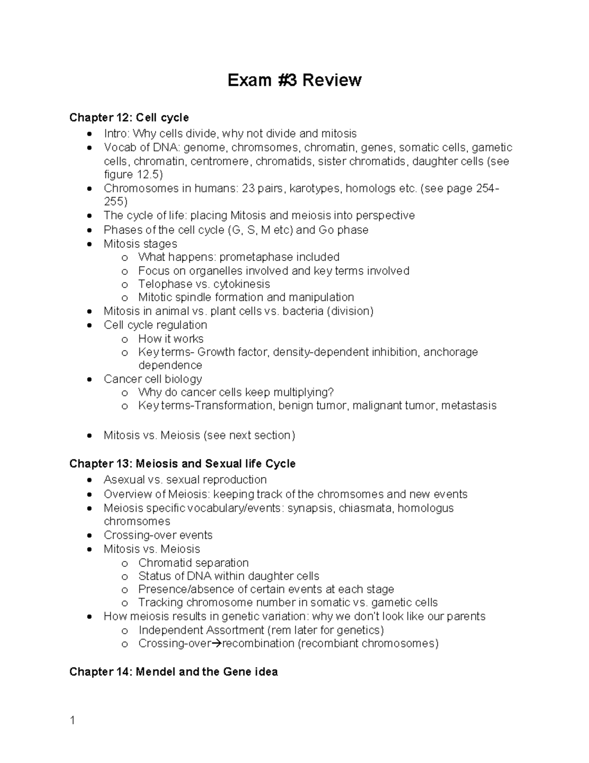 Unit 3 Exam Review: Cell Cycle, Mitosis, and Meiosis Concepts - Studocu