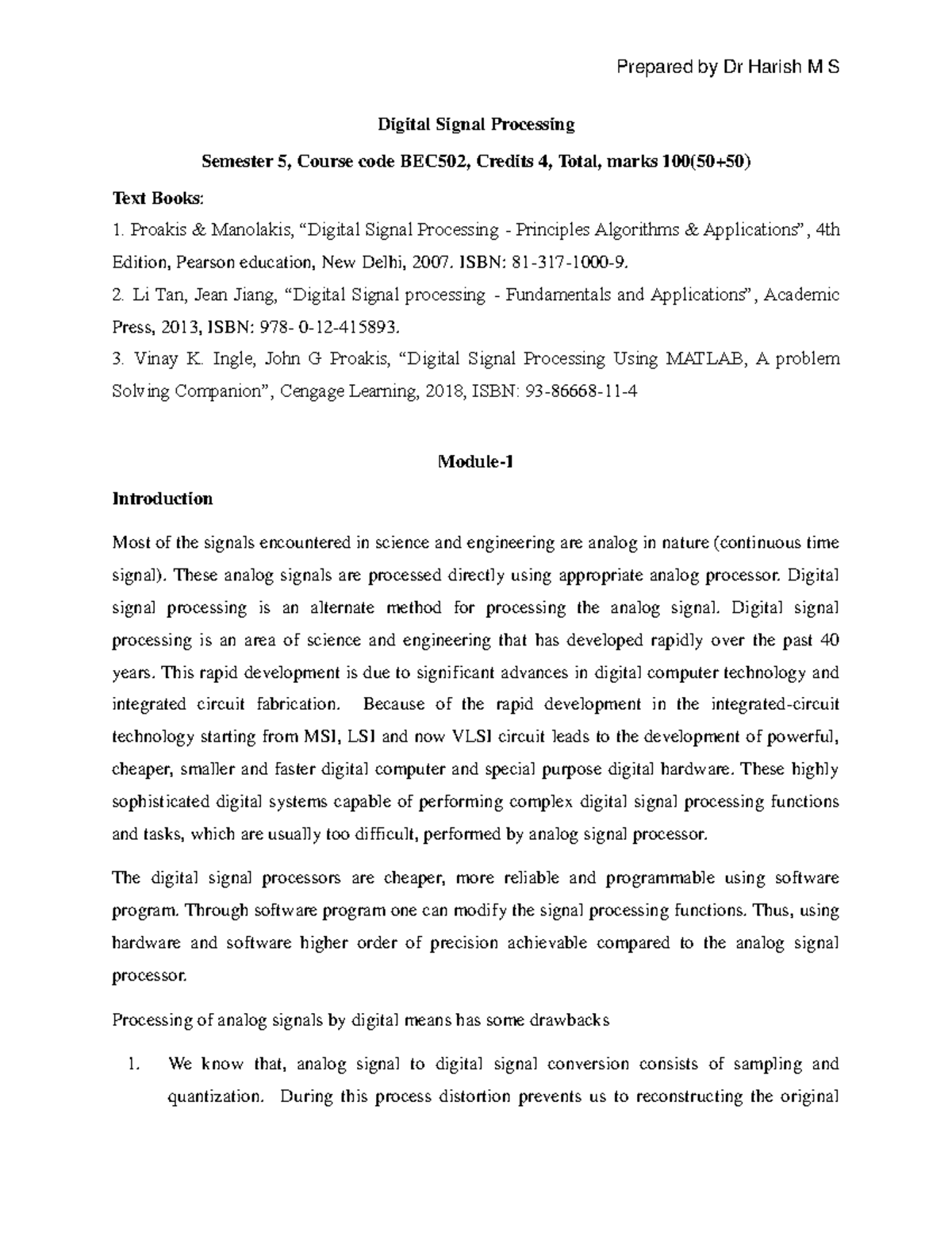 Digital Signal Processing Notes - BEC502, Semester 5 - Studocu