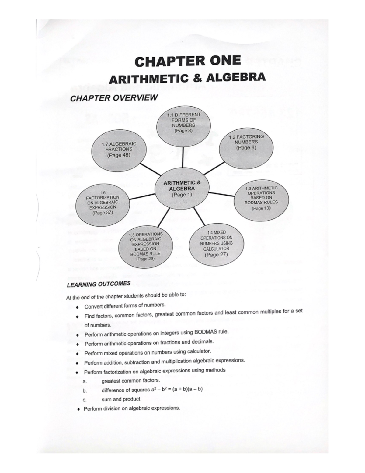 Math chp 1 - math - CHAPTER ONE ARITHMETIC ALGEBRA CHAPTER OVERVIEW 1 ...