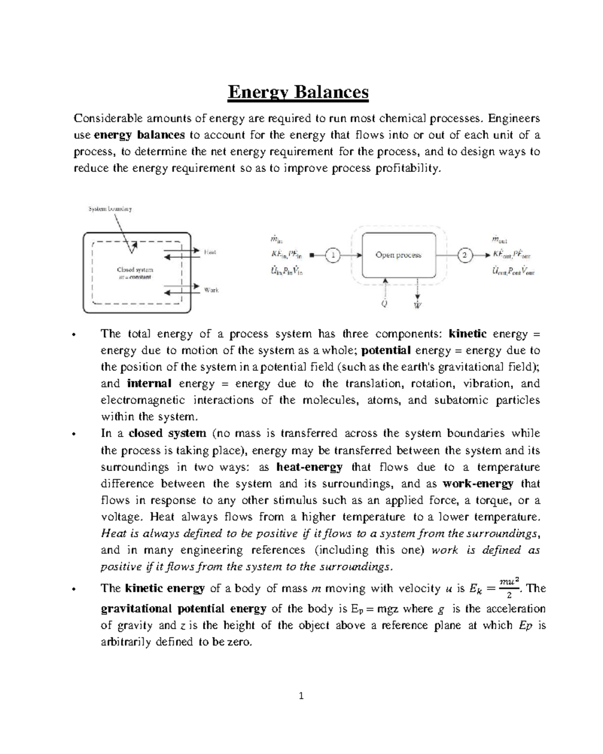Energy Balance Notes and Worked Examples for CHEM 101 - Studocu