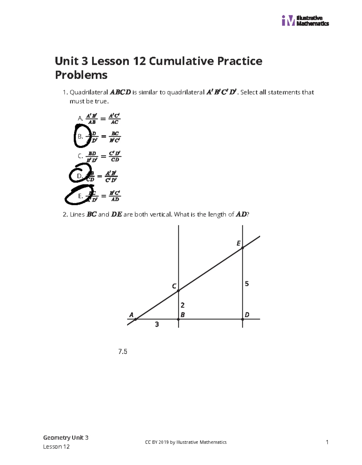 Geometry 3-11 Lesson Curated Practice Problem Set and Solutions - Studocu