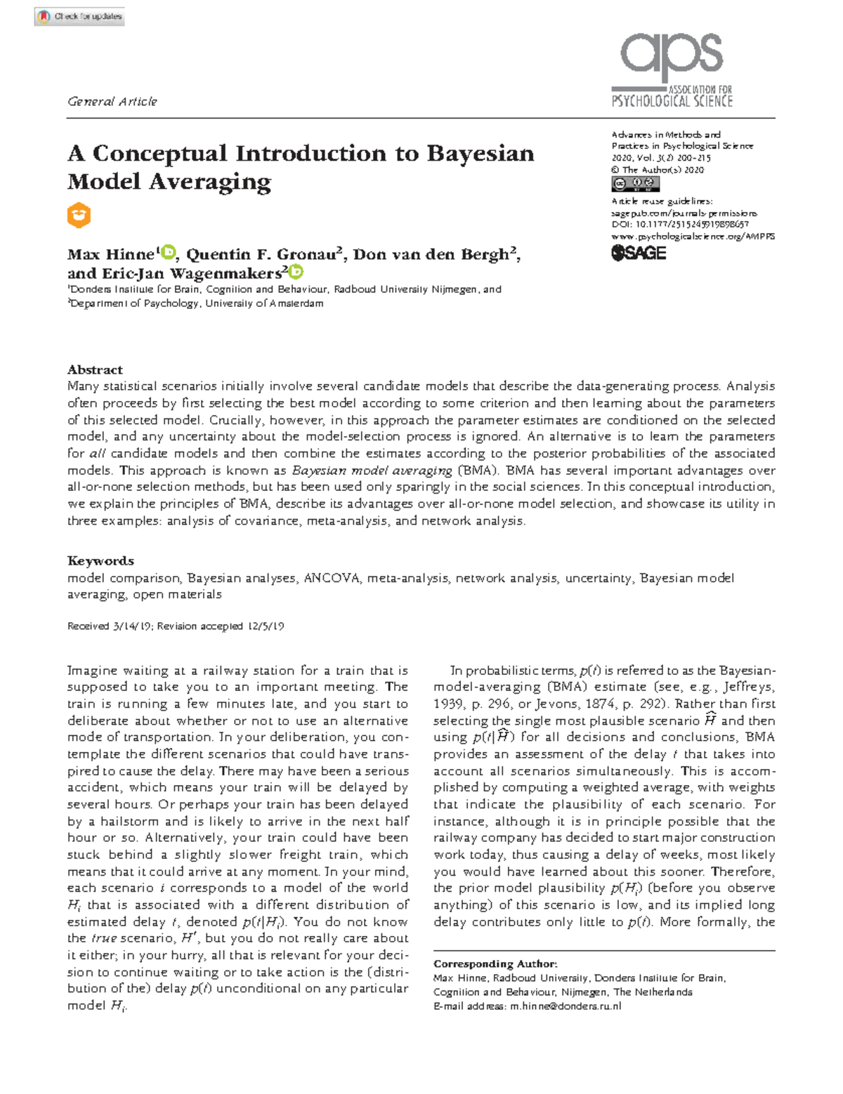 Introduction to Bayesian Model Averaging: Concepts and Applications ...