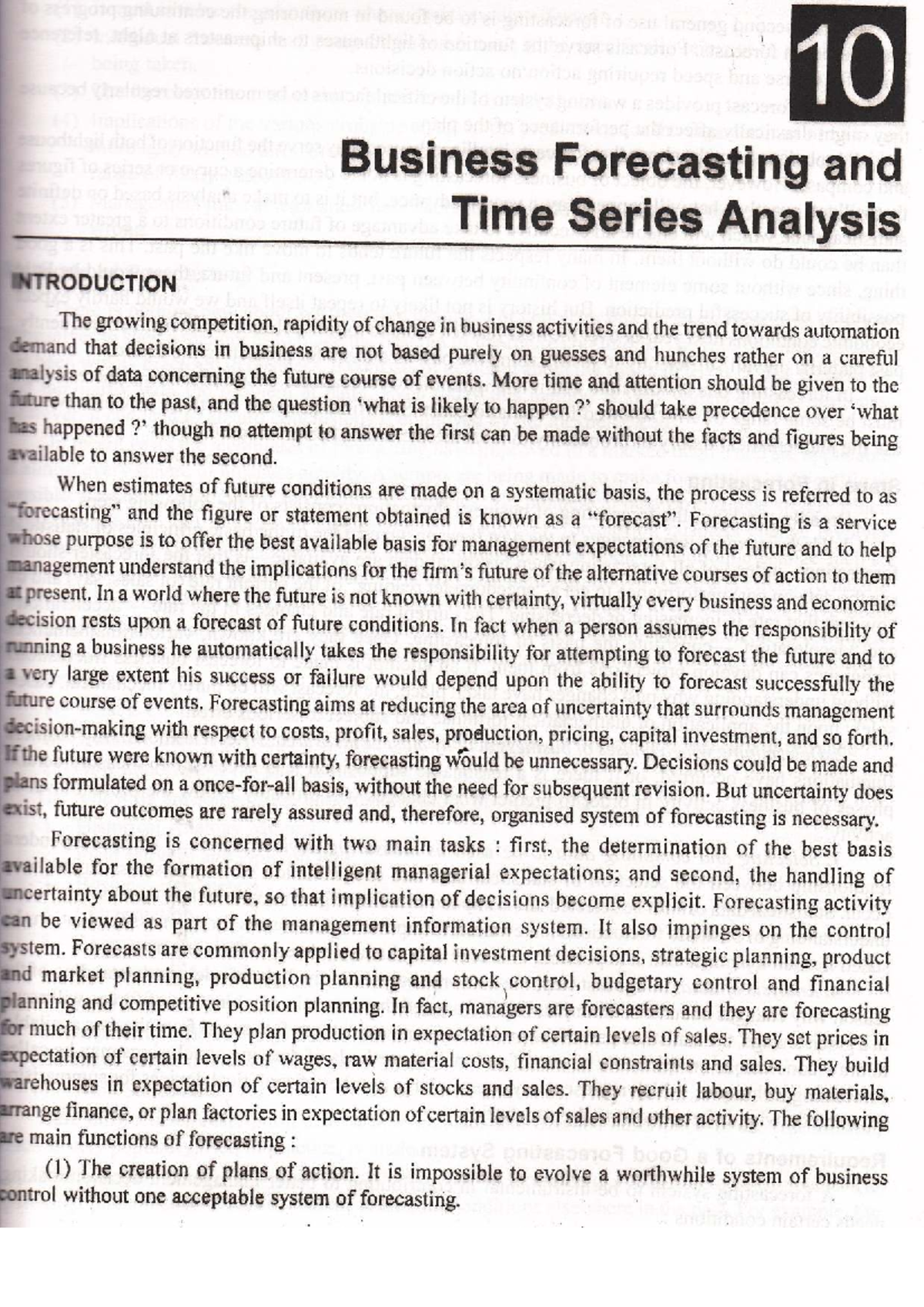 Business Forecasting and Time Series Analysis - Chapter 10 Notes - Studocu