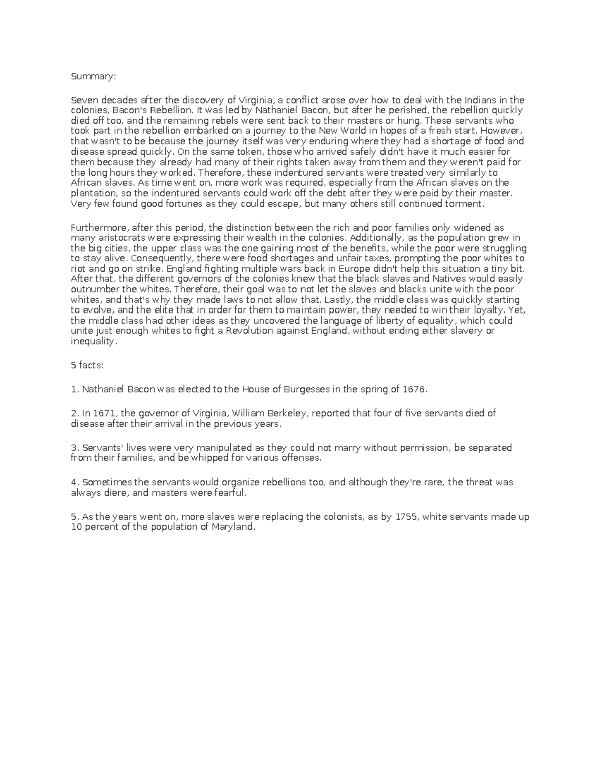 Bacon's Rebellion: Impact on Indentured Servants and Colonial Society ...