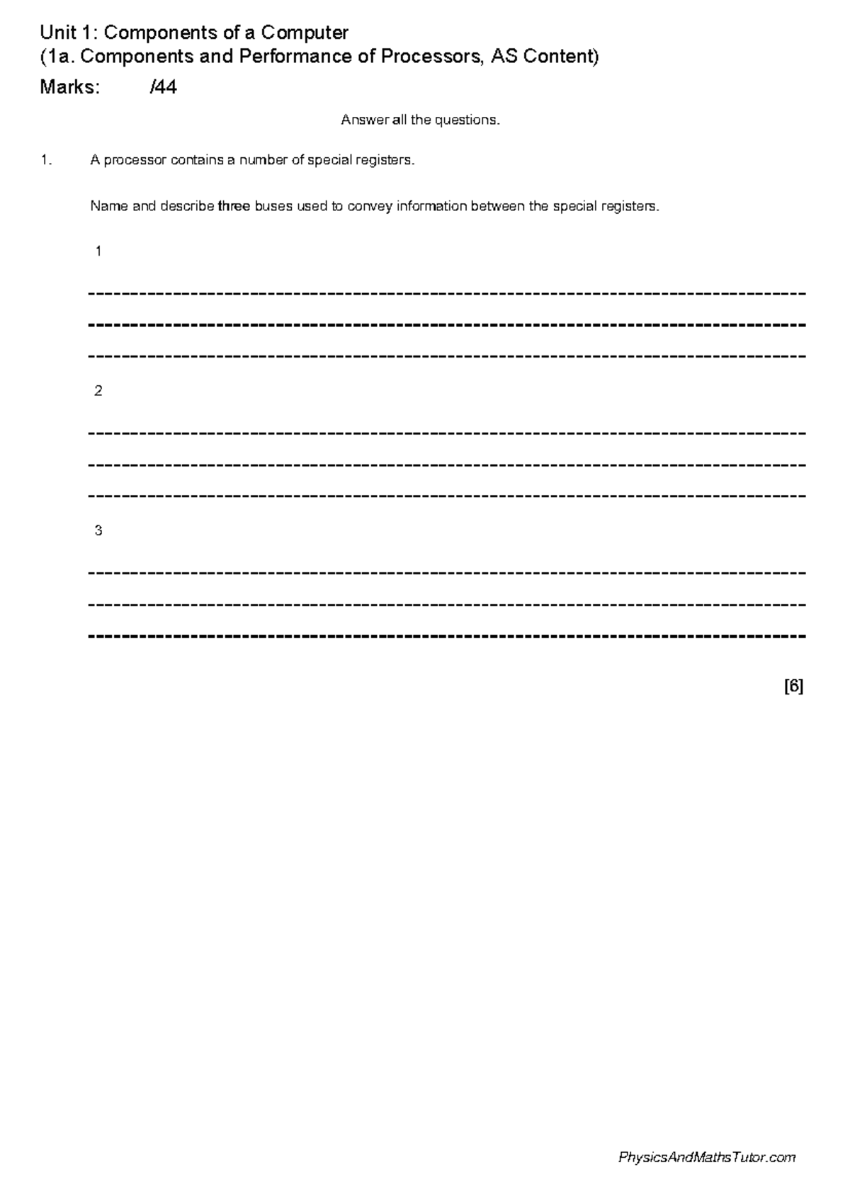 1.1.1 Structure and function of the processor - Answer all the ...