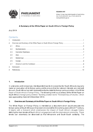 White Paper on South Africa's Foreign Policy: The Diplomacy of Ubuntu ...