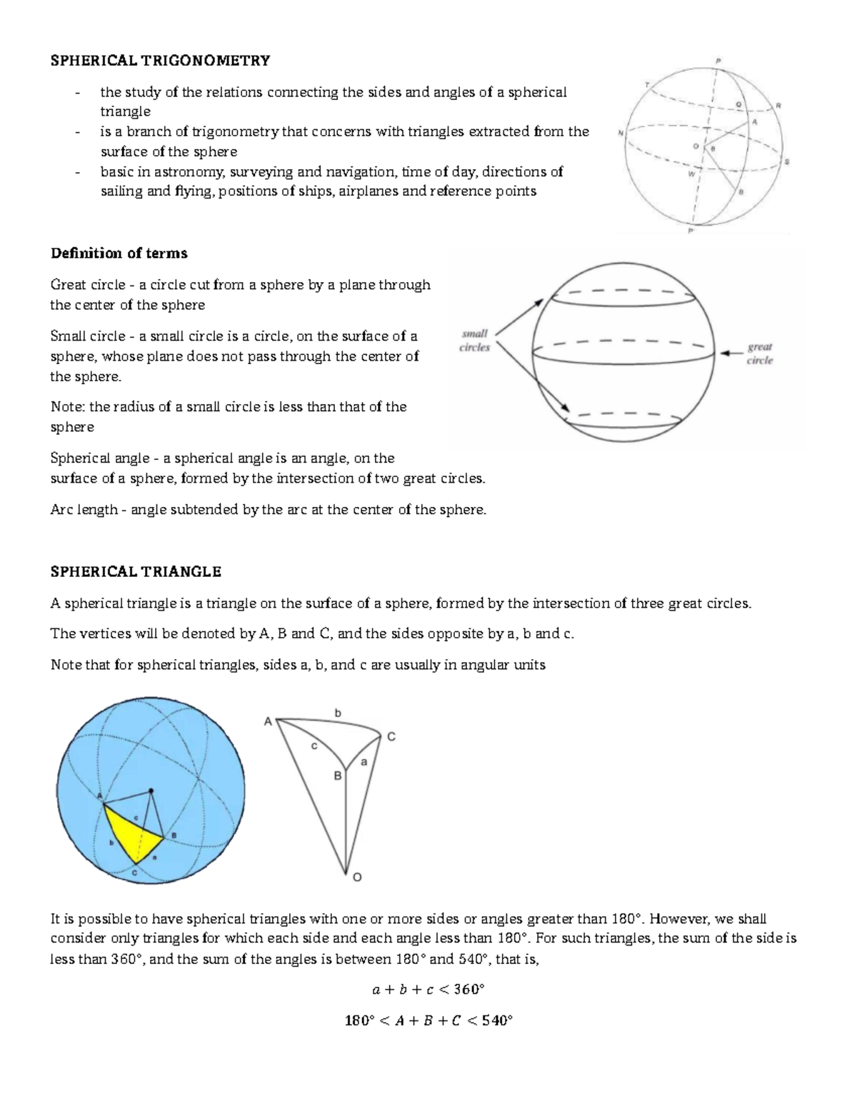 Spherical Trigonometry: Understanding Spherical Triangles and Rules ...