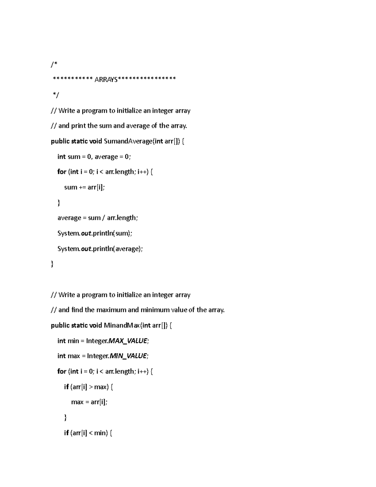 Java Arrays Programming Exercises and Solutions - Studocu
