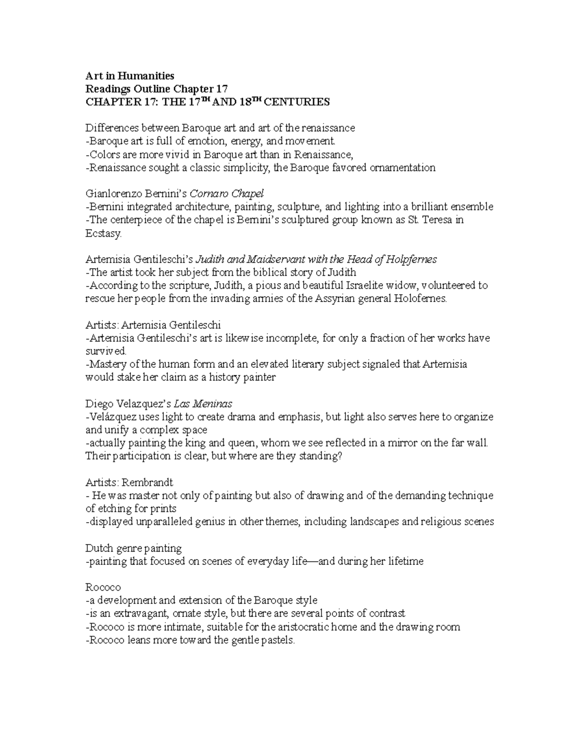 Chapter 17 - Summary World Art - Art in Humanities Readings Outline ...