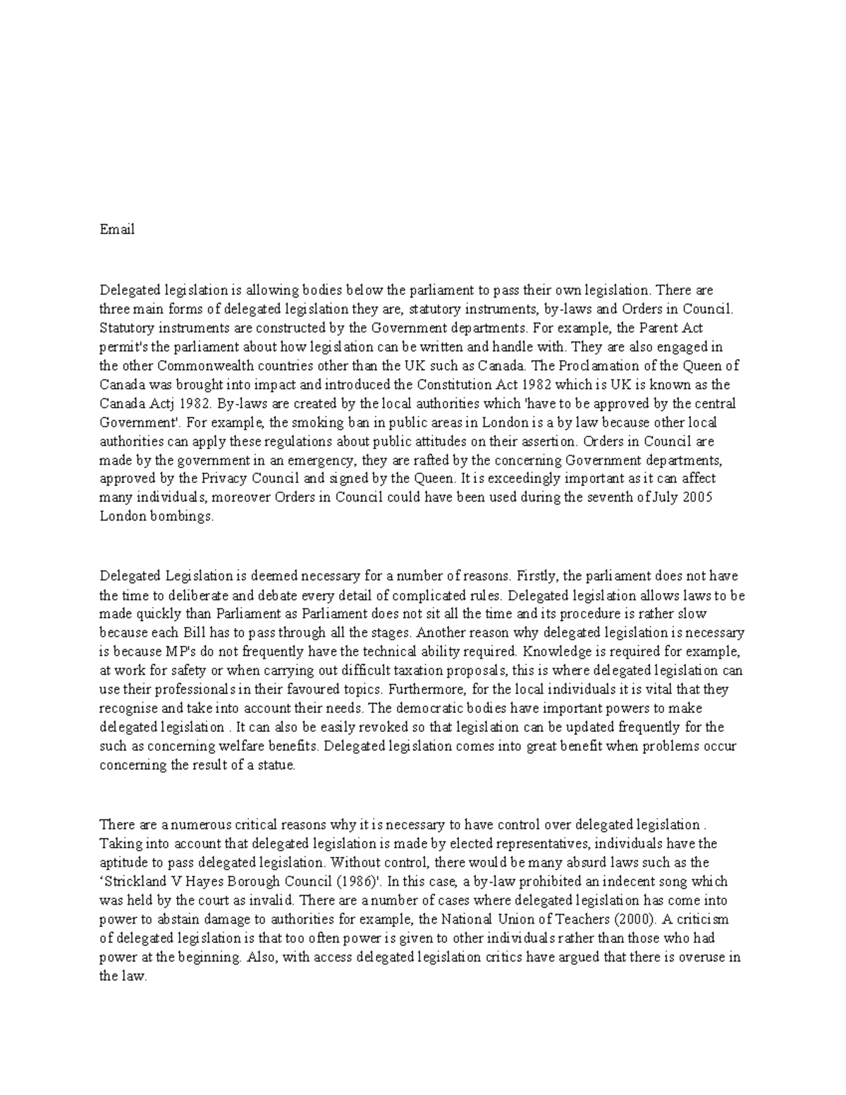 Delegated Legislation Overview - LAW 101 Notes for Students - Studocu