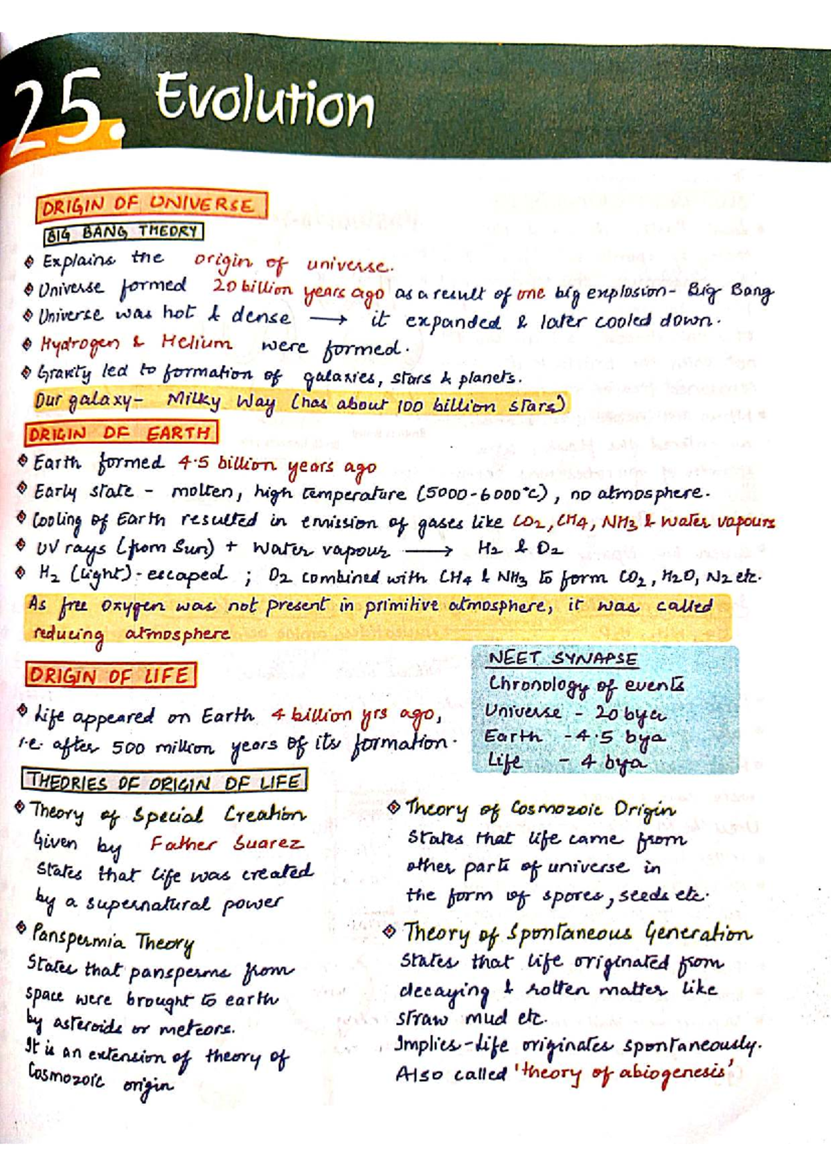 HWNC6 XIIBIO - Evolution and Origin of Life Notes - Studocu