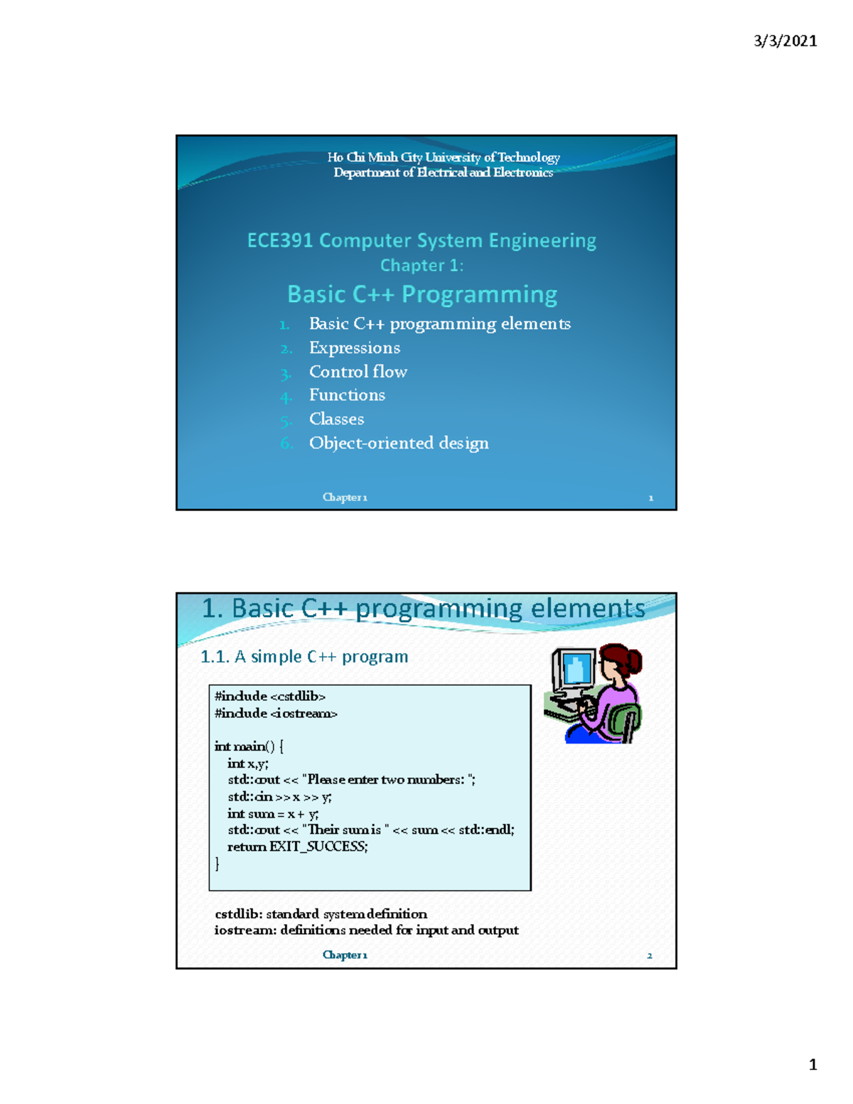 2021 ECE391 Ch1 Basic C++ Programming - Electronic circuit - Studocu