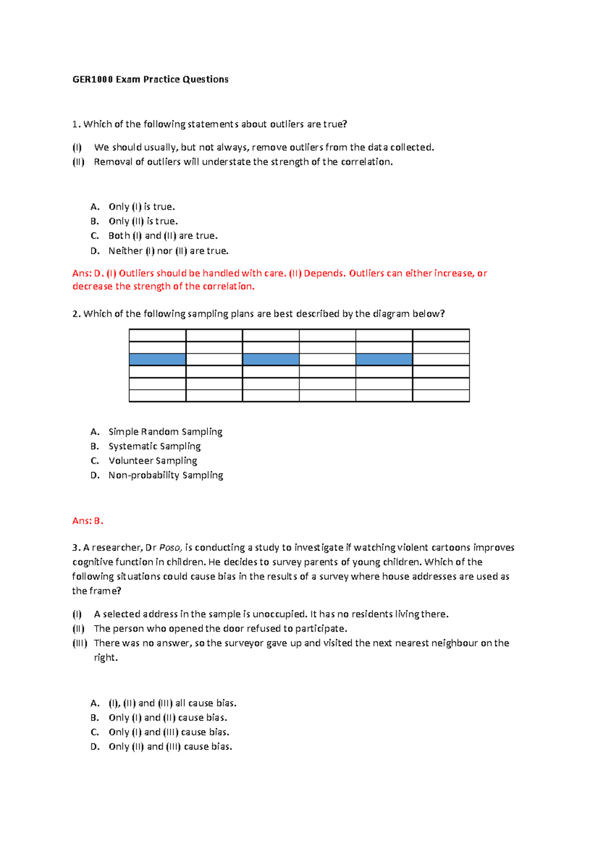 Sample/practice exam 6 February 2018, answers - GER1000 Exam Practice ...