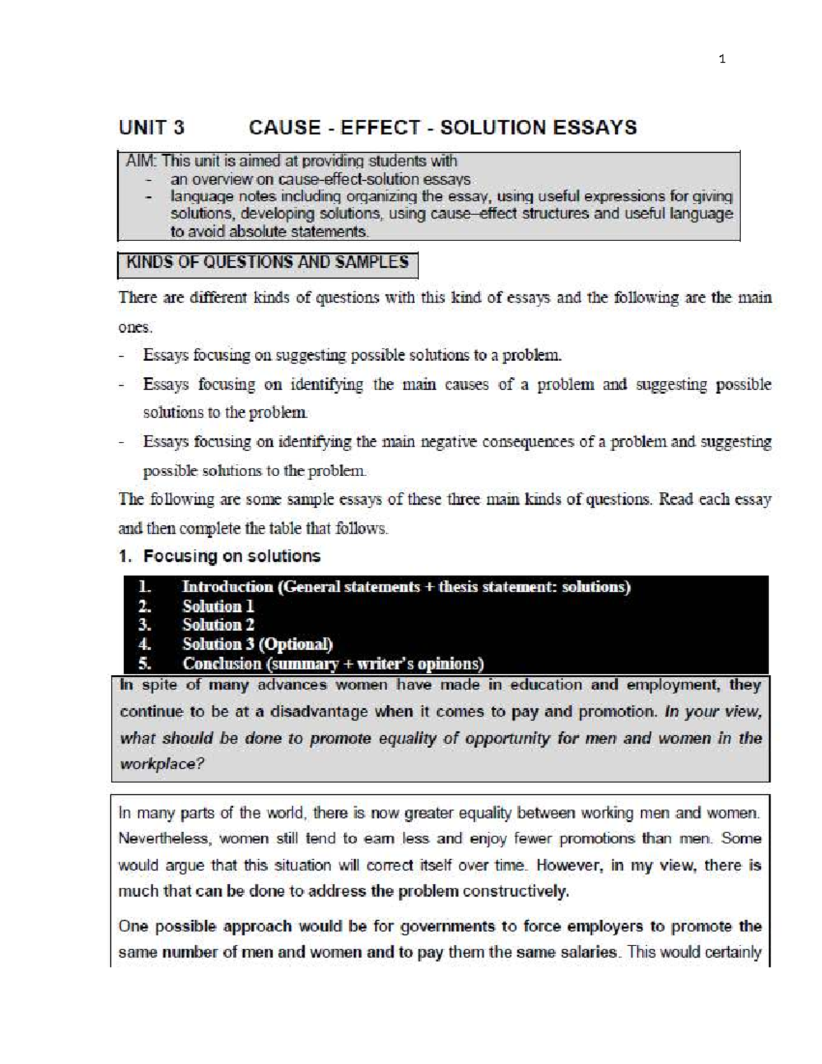 UNIT 3 CAUSE-EFFECT-SOLUTION ESSAYS: A Comprehensive Guide - Studocu