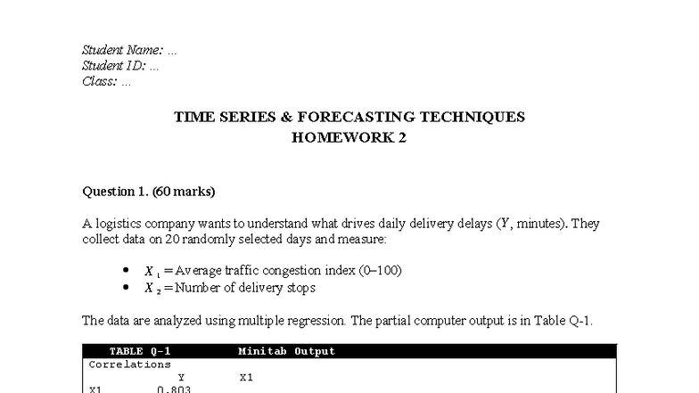 [TS] Homework 2: Time Series Forecasting Techniques Analysis - Studocu
