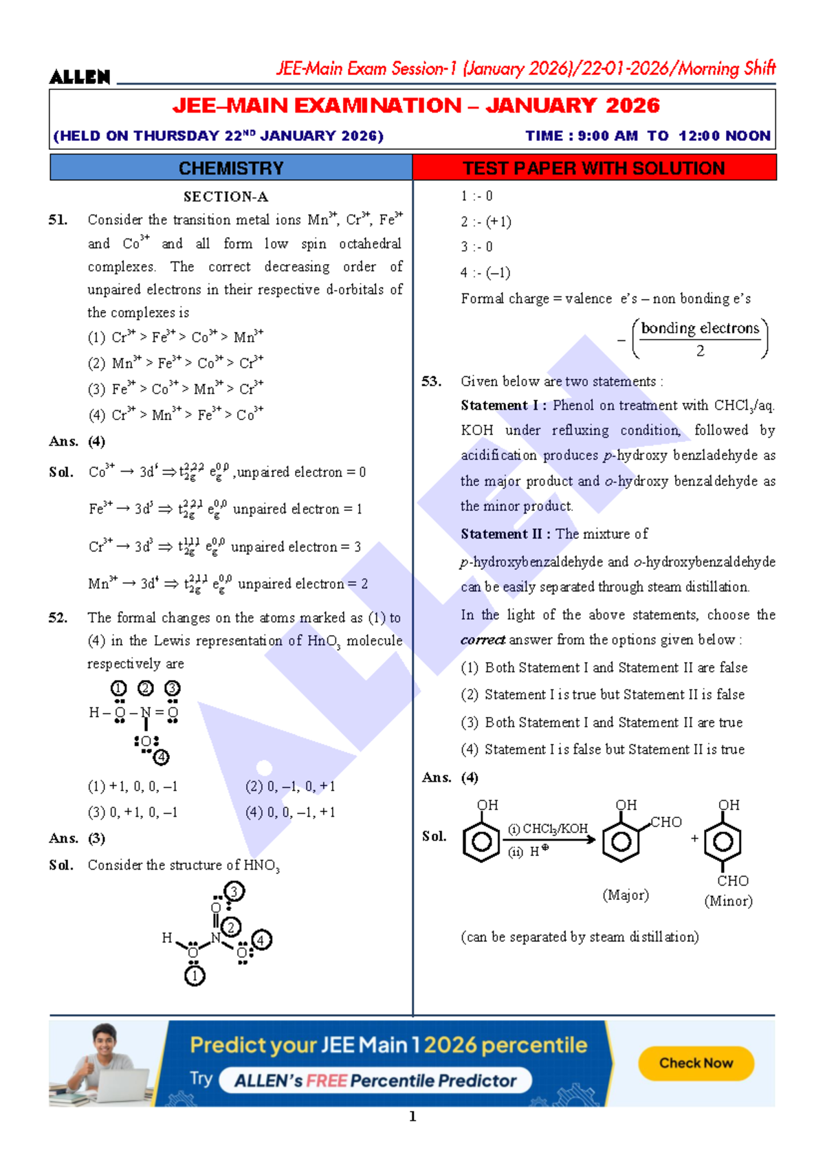 CHEM 101: January 2026 Final Exam with Solutions - Studocu