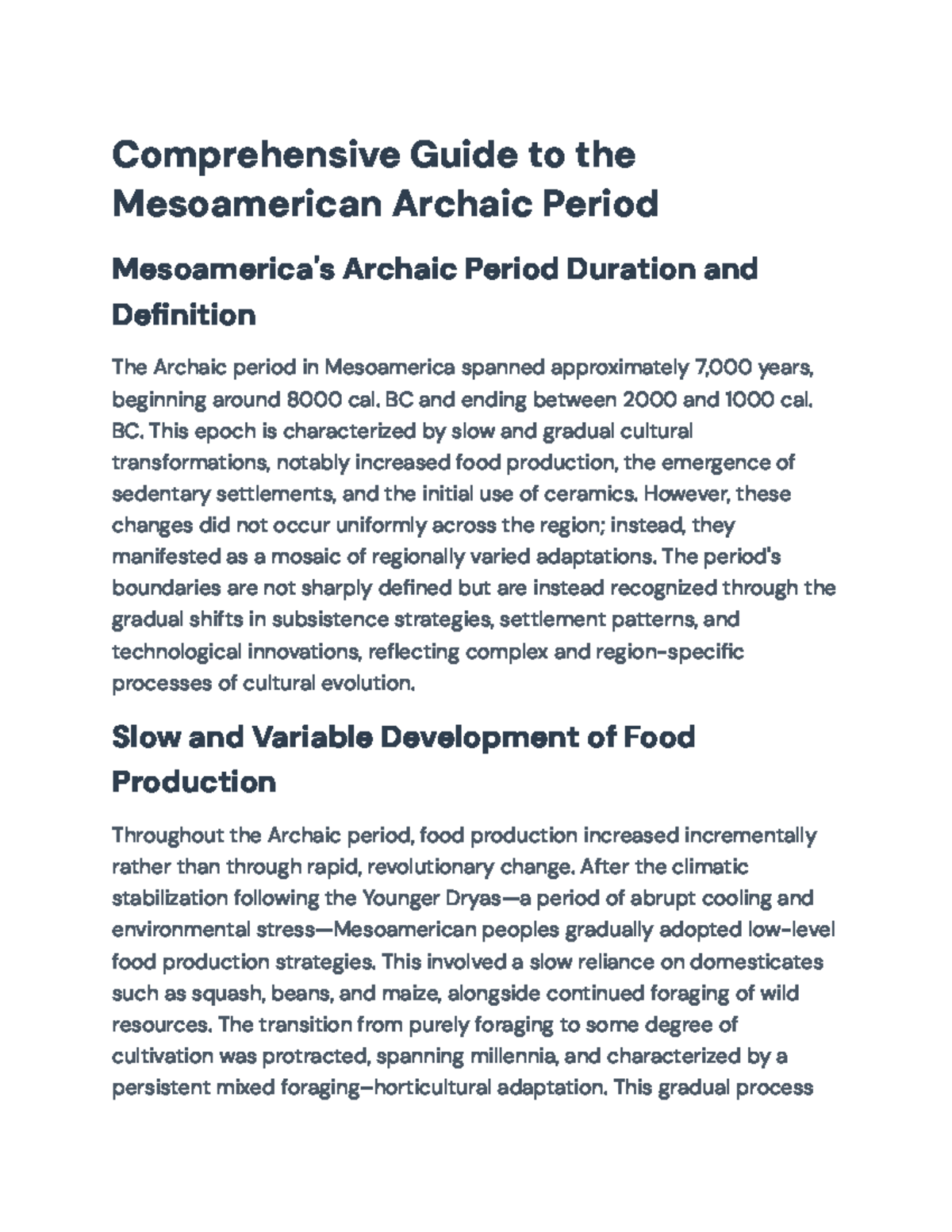 Mesoamerican Archaic Period: A Comprehensive Overview of Cultural ...