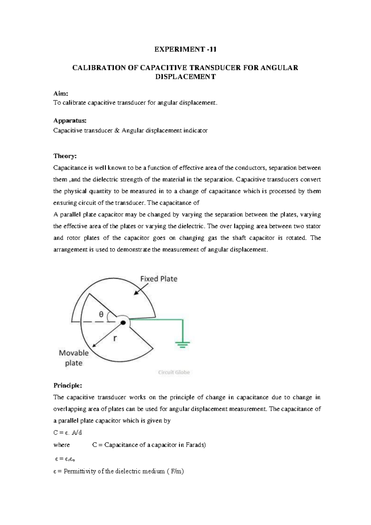 1605721851 experiment no 11 - EXPERIMENT - CALIBRATION OF CAPACITIVE ...