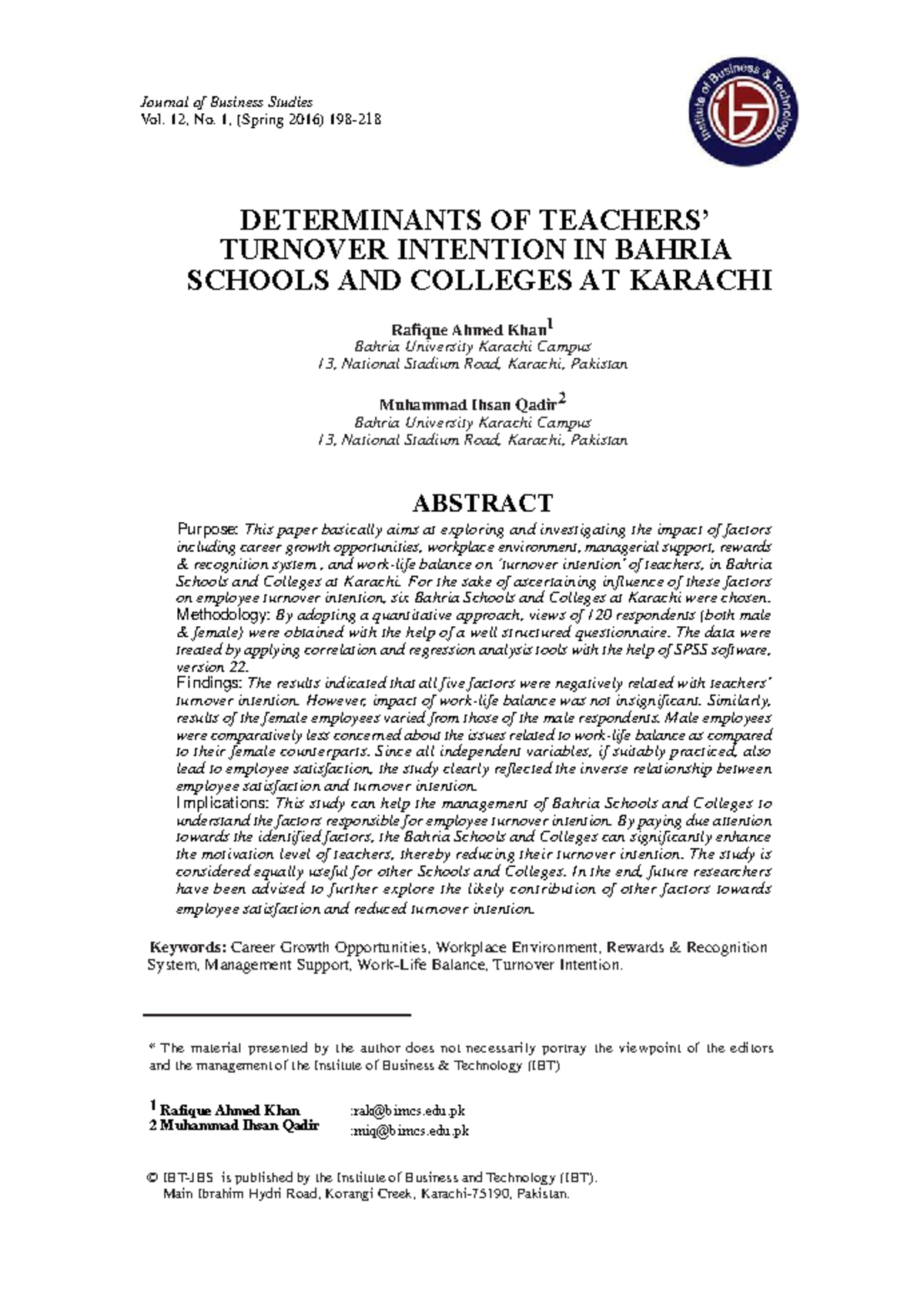 Determinants OF Teachers’ Turnover - The material presented by the ...