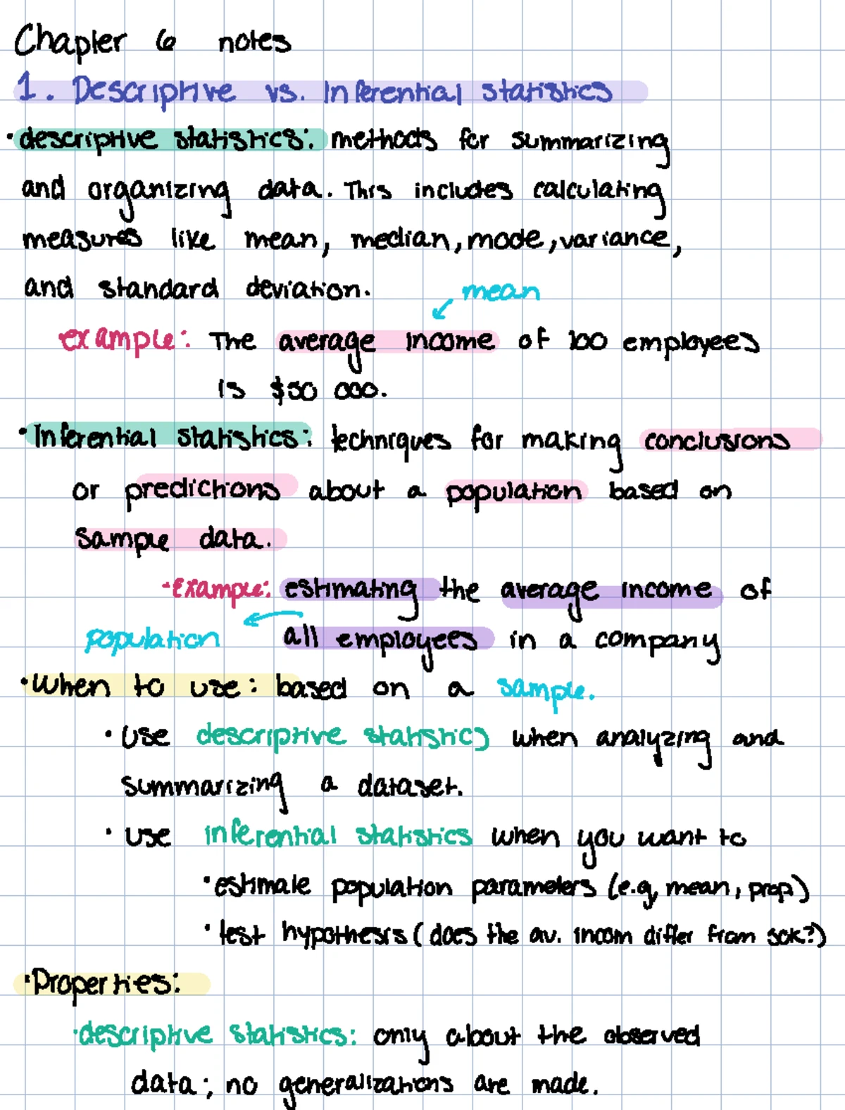 Chapter 6 Notes: Descriptive & Inferential Statistics Methods - Studocu