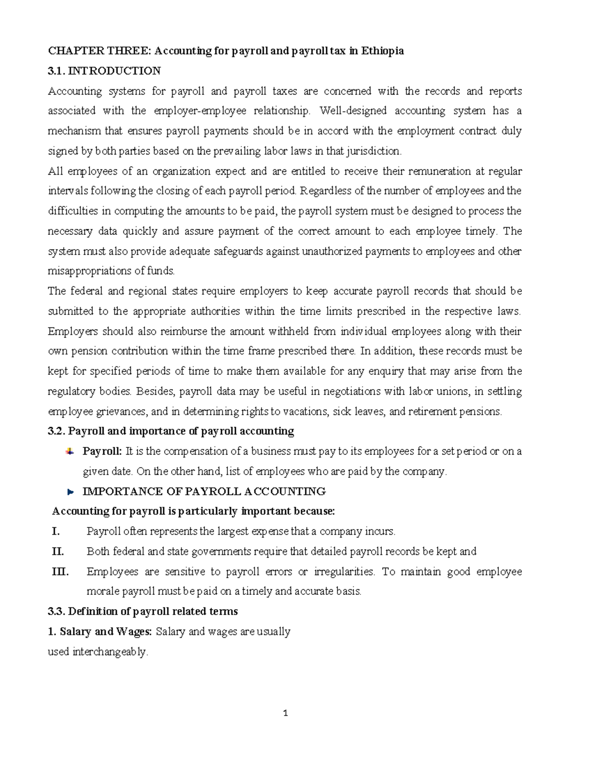 Accounting for Payroll and Taxes in Ethiopia - ACCT 2014 - Studocu
