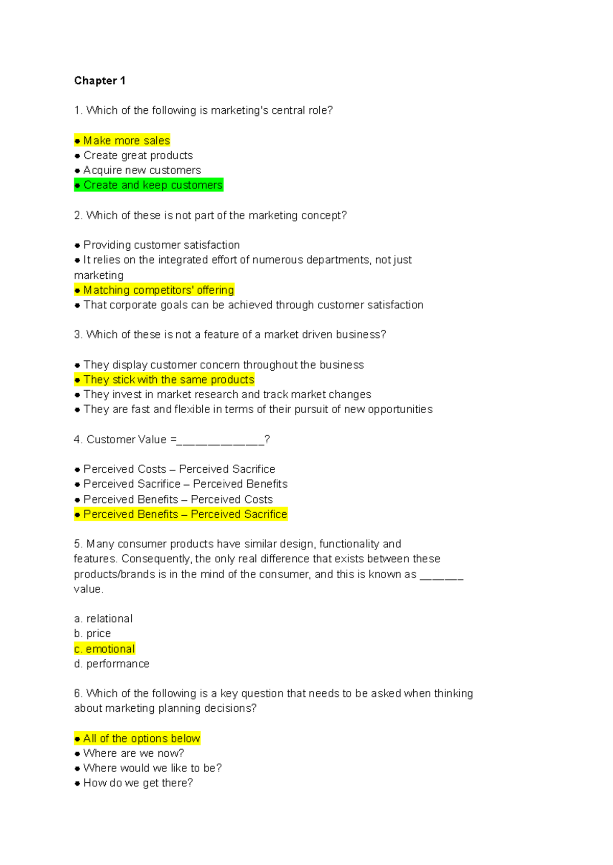 Chapter 1: Intro to Marketing Concepts and Customer Behavior (MKT 101 ...