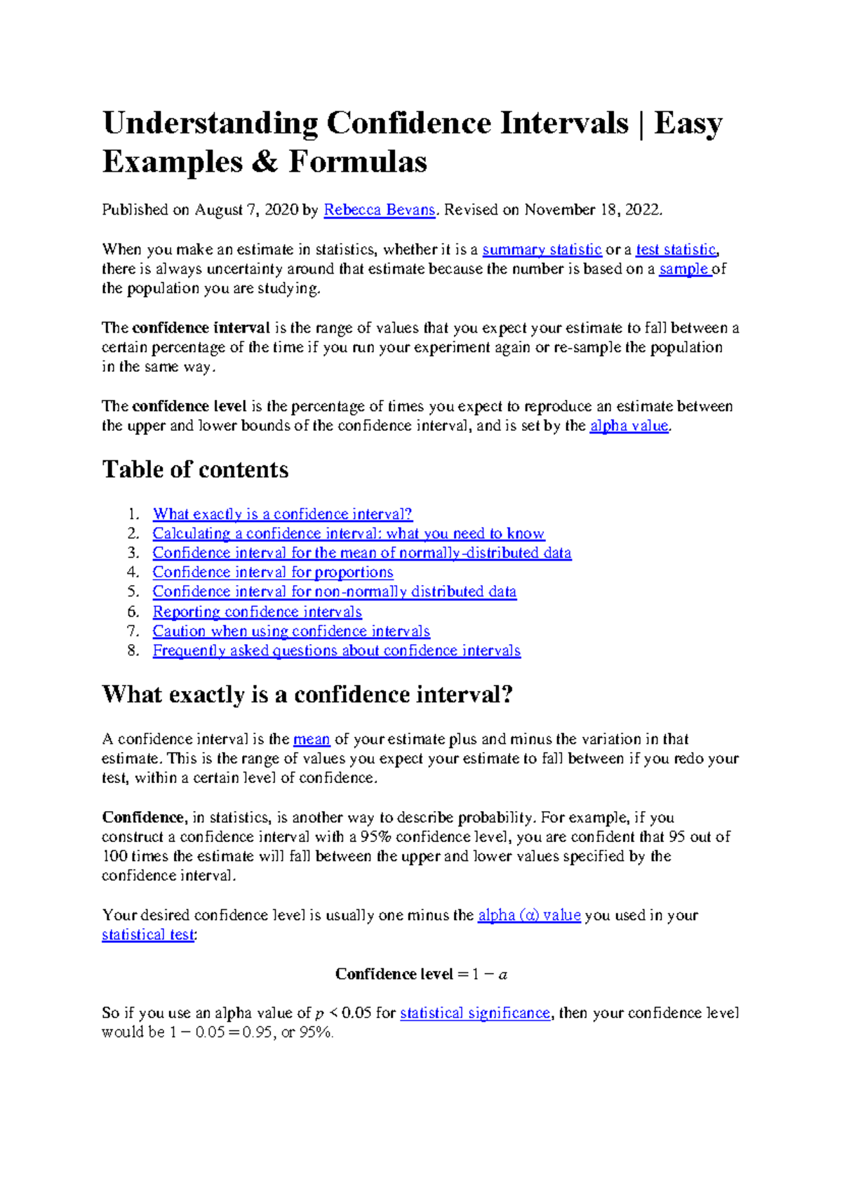 Confidence Intervals: Easy Examples & Formulas (Stat 101) - Studocu