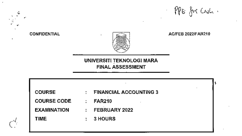 FAR210 Financial Accounting 3 Final Exam Paper - February 2022 - Studocu