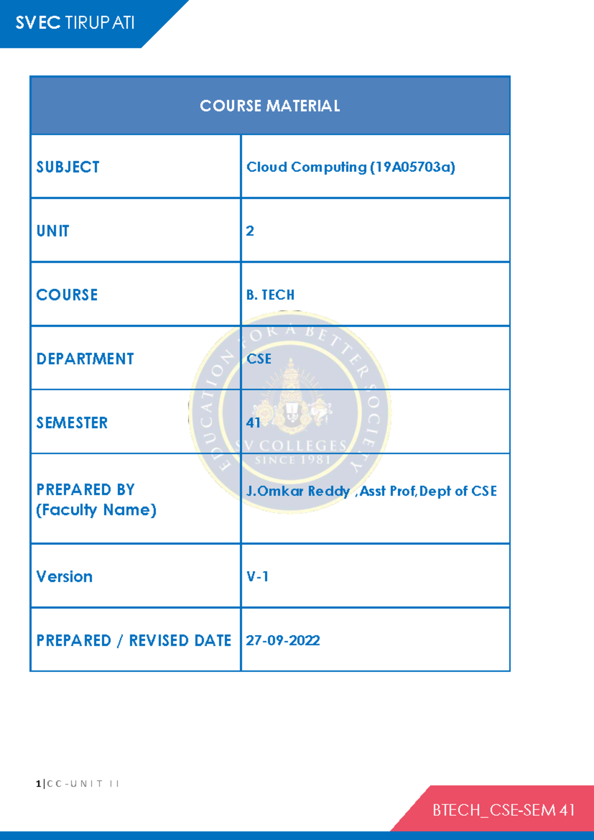 CC (19A05703a) Course Material: Cloud Computing Unit II Notes - Studocu