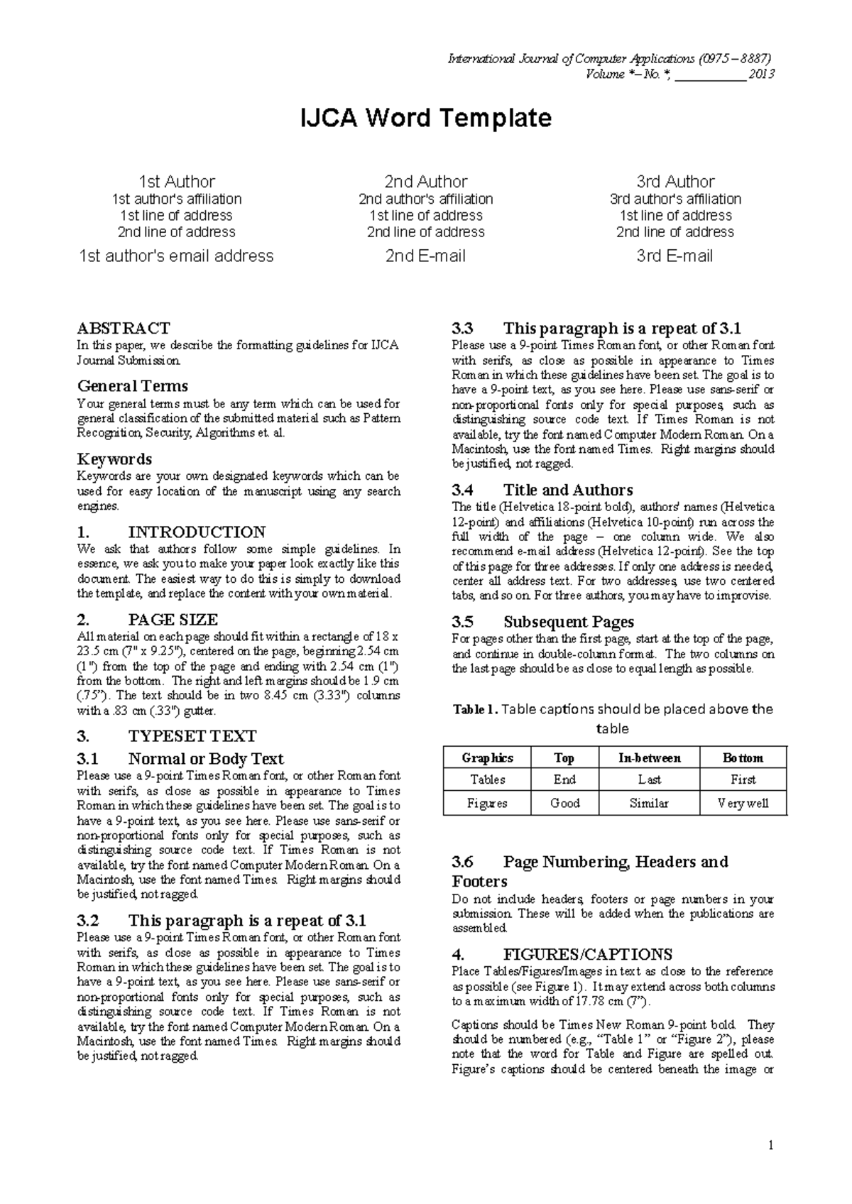IJCA Formatting Guidelines Word Template for Journal Submission - Studocu