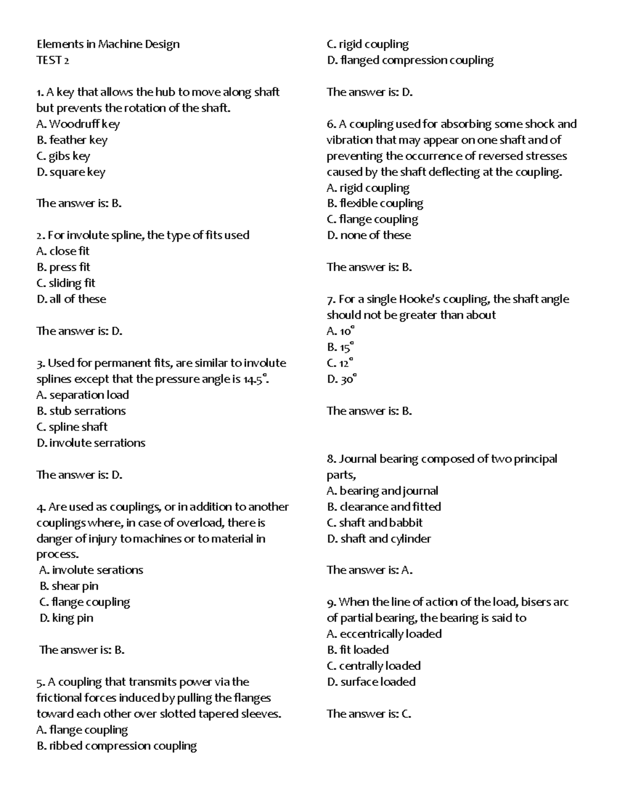 TEST 2 - Key Concepts in Machine Design - Studocu