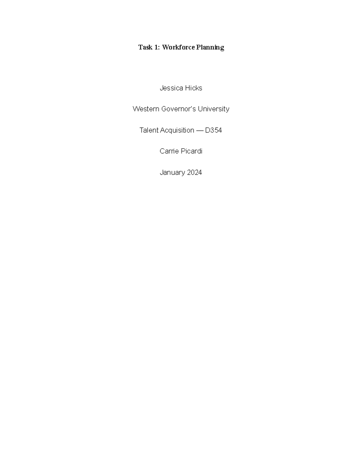 Workforce Planning Strategies - Talent Acquisition D Task 1 Report ...
