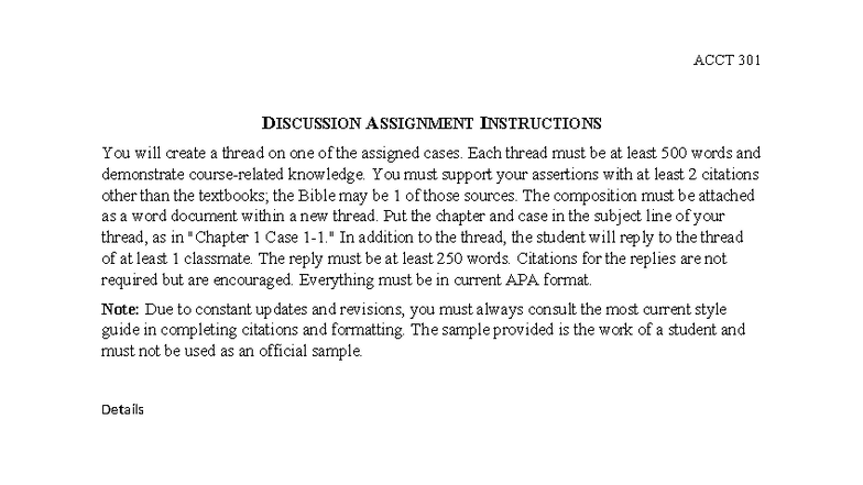 301 discussion 2 - practice - ACCT 301 DISCUSSION ASSIGNMENT ...