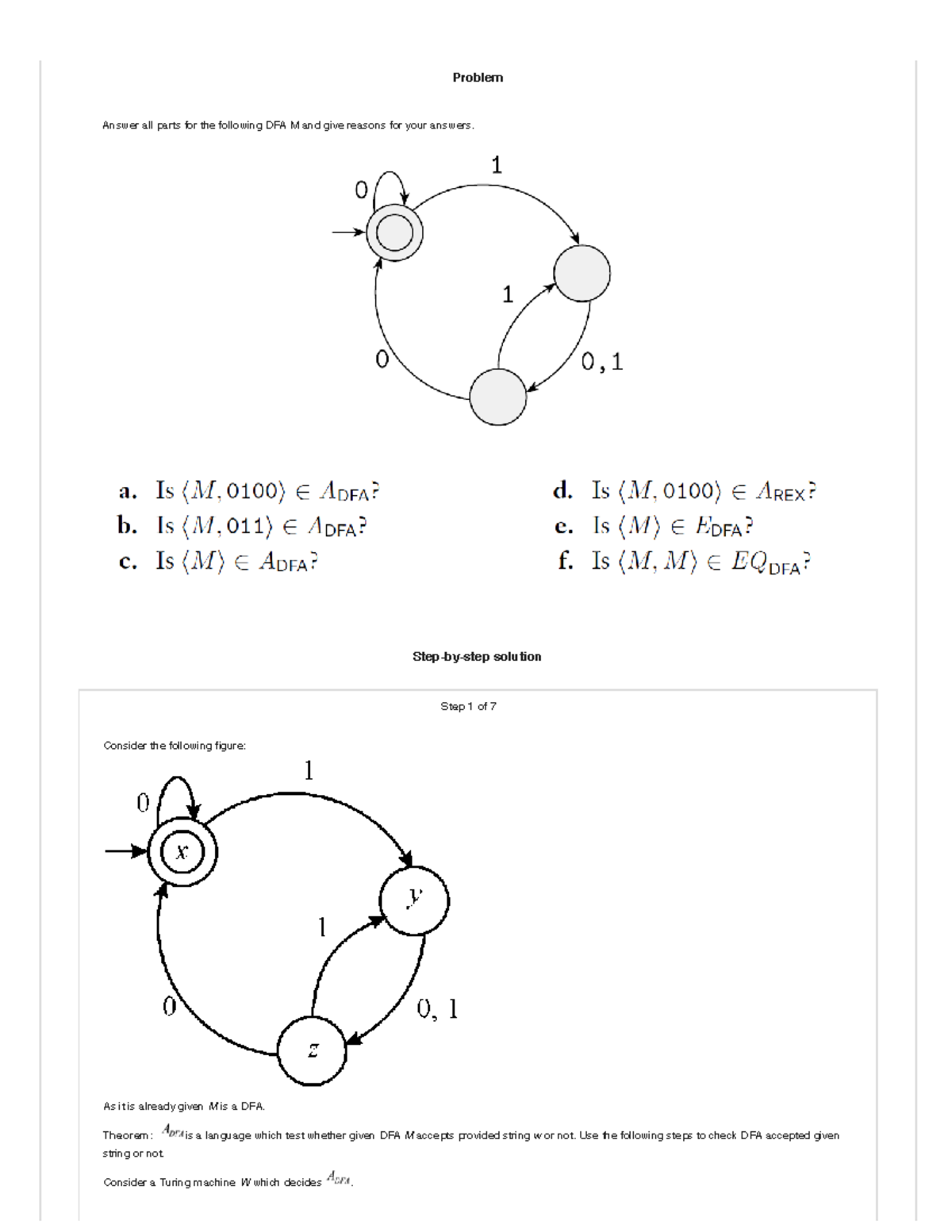 DFA Analysis and Acceptance Check: Textbook Ch4.1 - Studocu