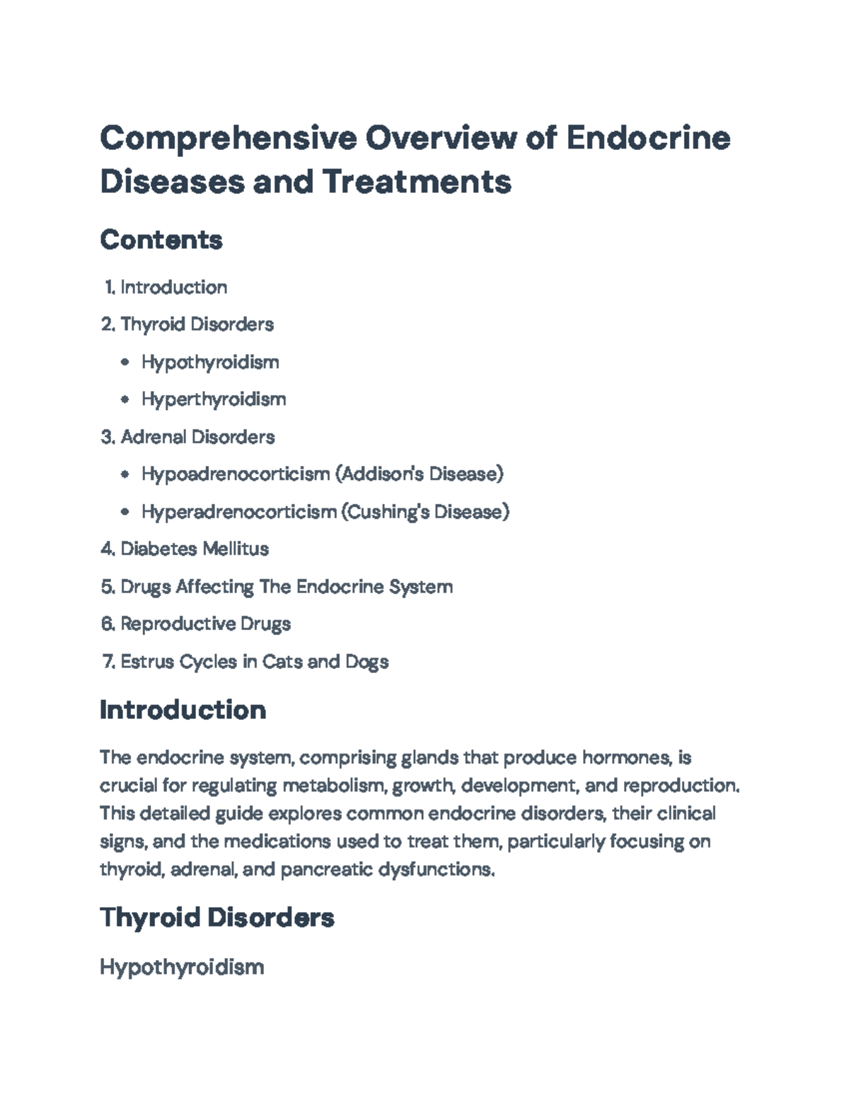 Comprehensive Overview of Endocrine Diseases and Treatments (Vet 101 ...