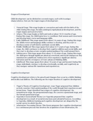 Lecture Notes on Piaget’s Cognitive Development Theory (PSY101 ...