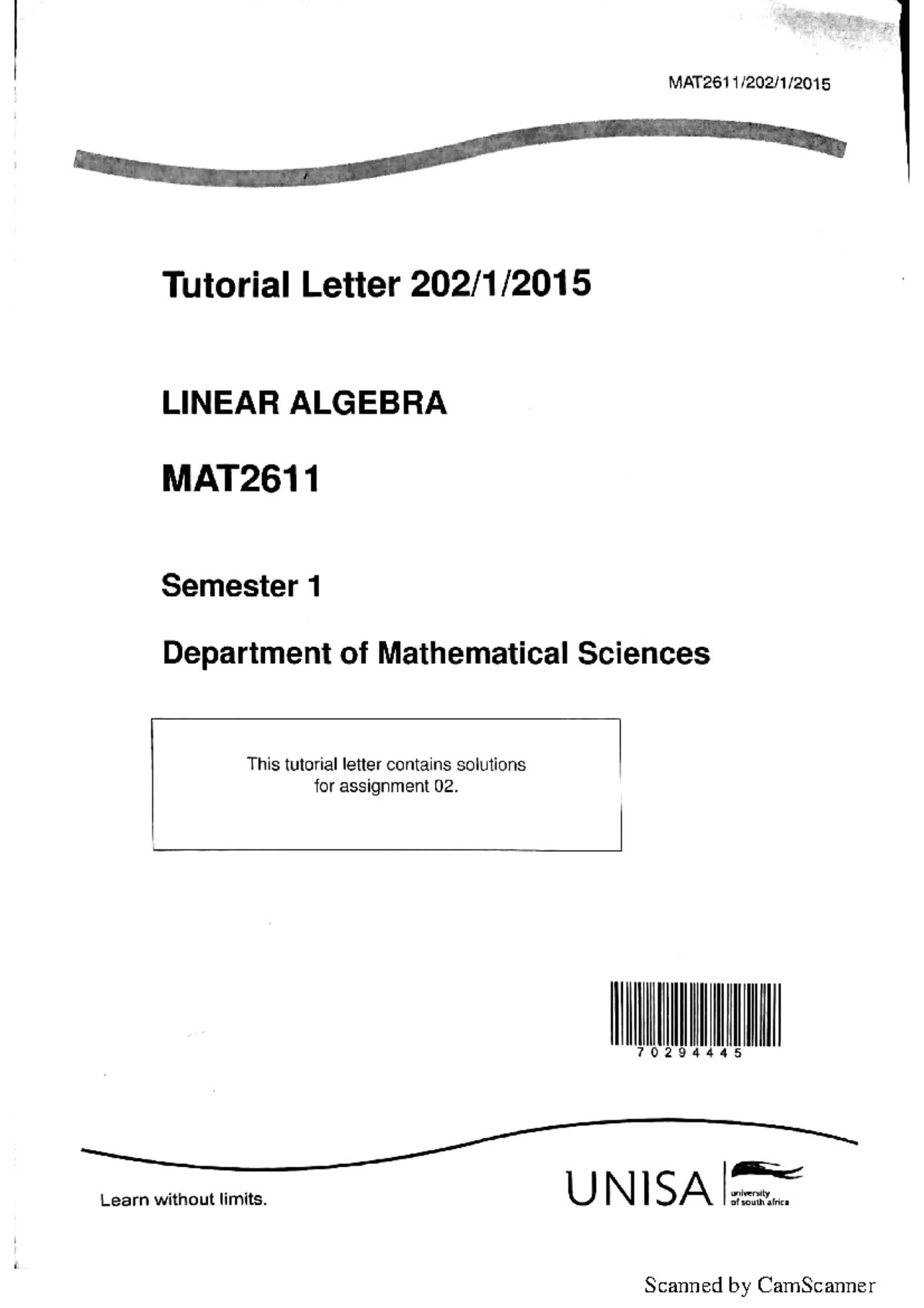 Mat2611 Assignment 2 Solutions and Explanations - Studocu