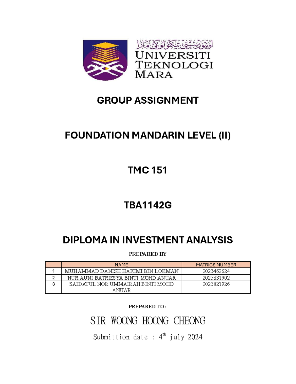 GROUP ASSIGNMENT TMC 151: MANDARIN LEVEL II ROLE PLAY SCRIPT - Studocu
