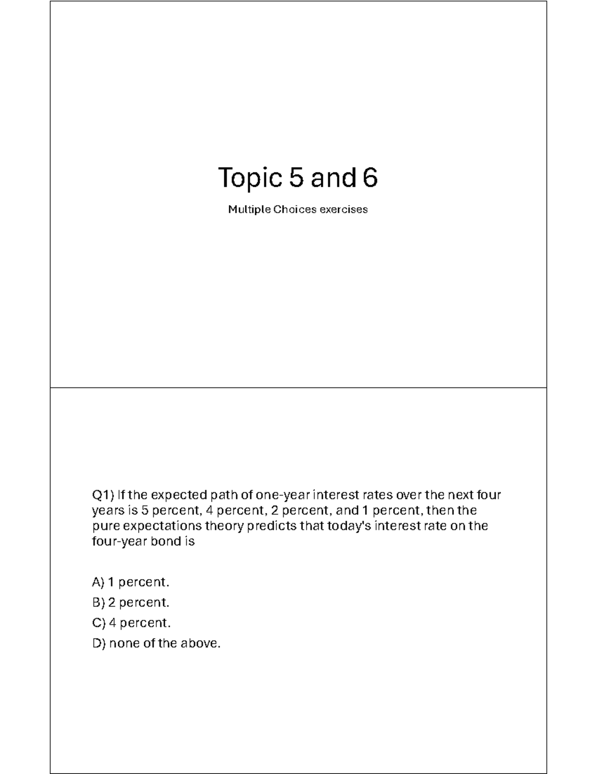 Std Topic 5 & 6 MC Questions - Finance Exam Prep - Studocu