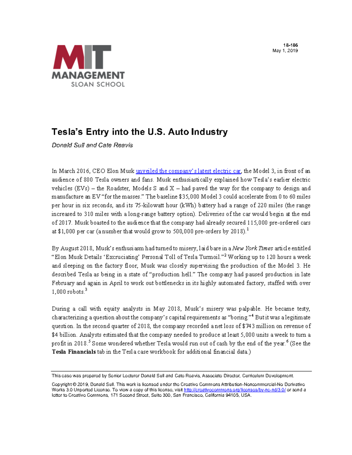 Teslas Entry into the U.S. Auto Industry-2 - This case was prepared by ...