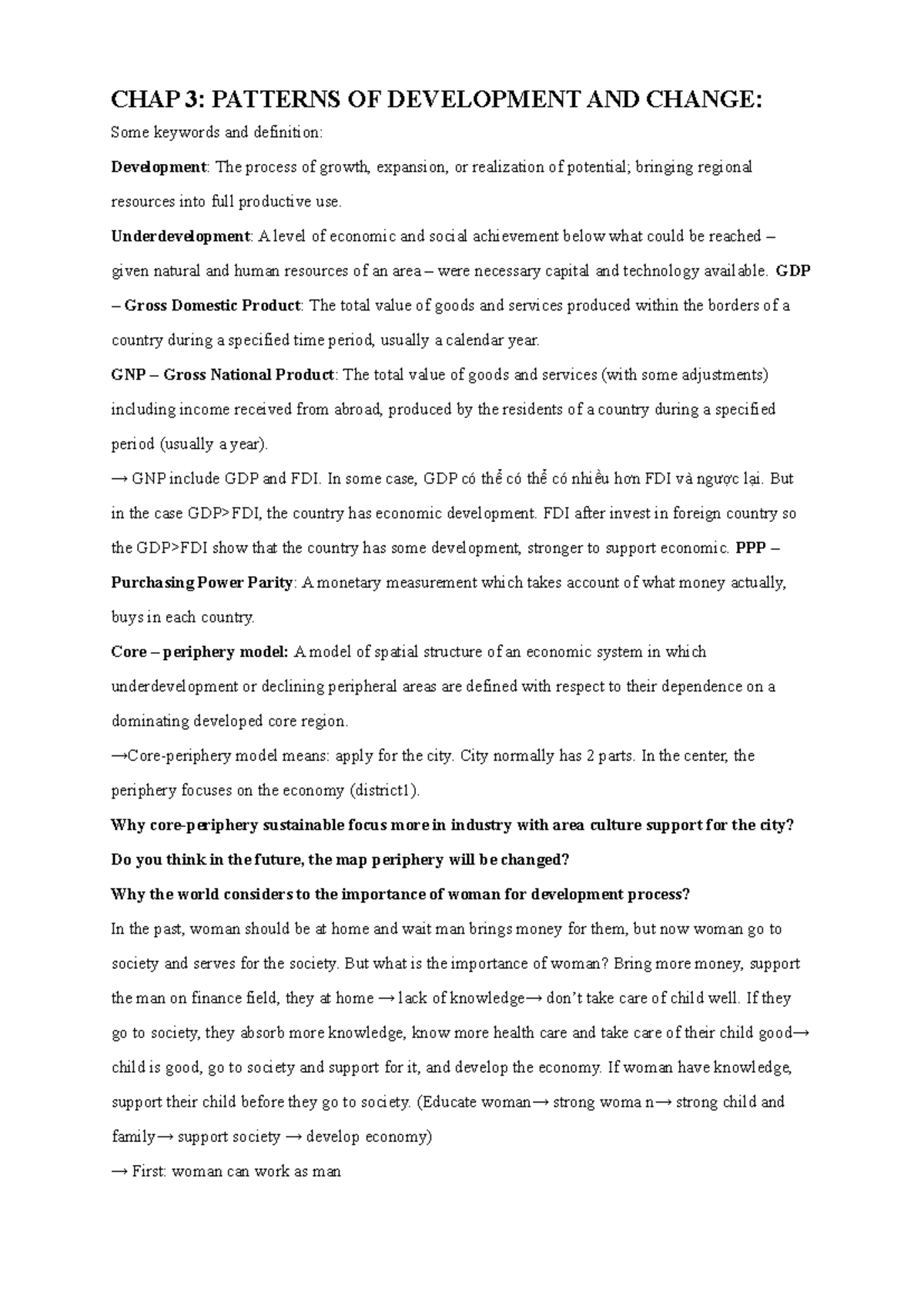 WEG Final Exam Notes: Patterns of Development & Global Services - Studocu