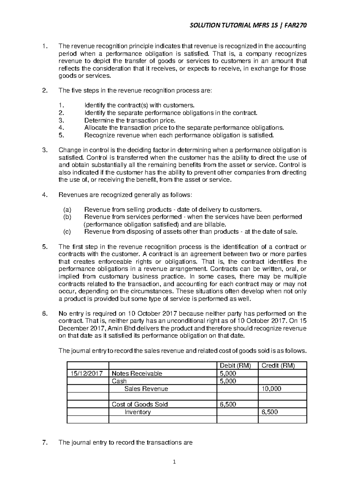 3. MFRS15 Revenue Recognition Solution Tutorial Overview - Studocu