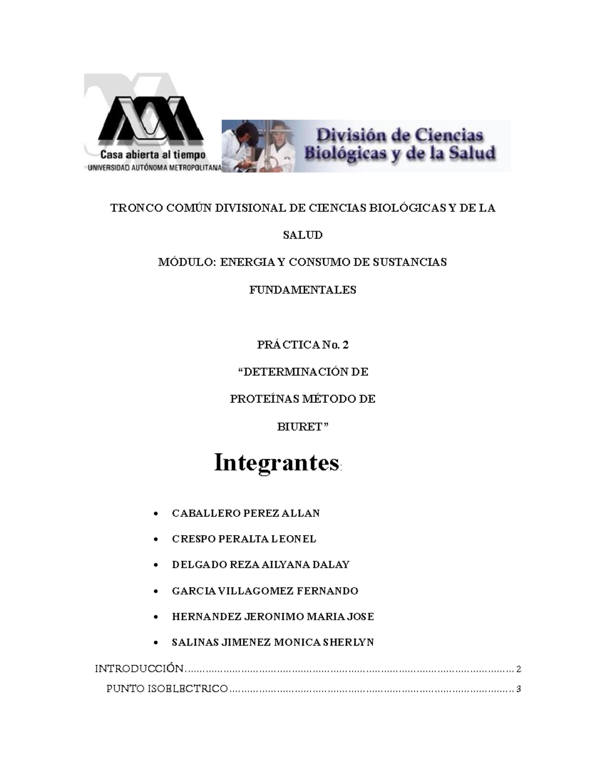 Laboratorio 2: Determinación de Proteínas con el Método de Biuret - Document Preview