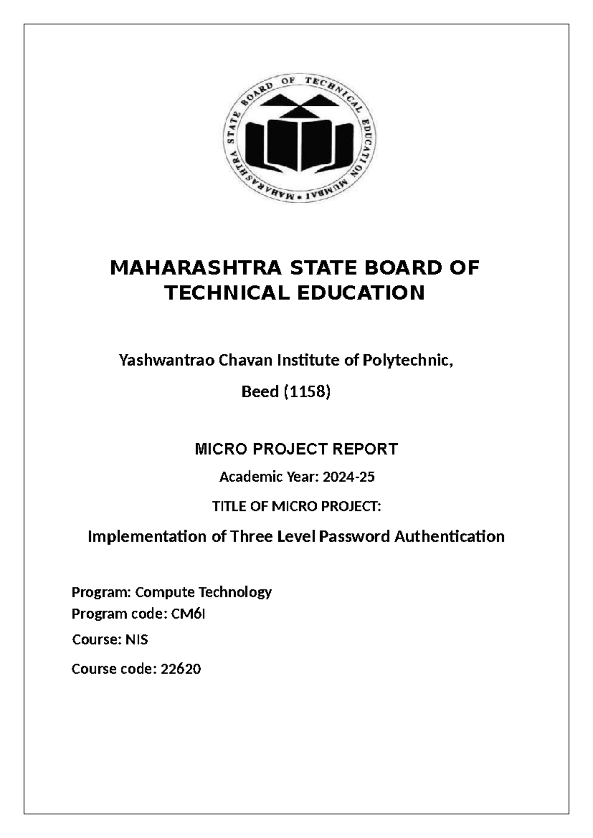 Implement Three Level Password Authentication - MAHARASHTRA STATE BOARD ...