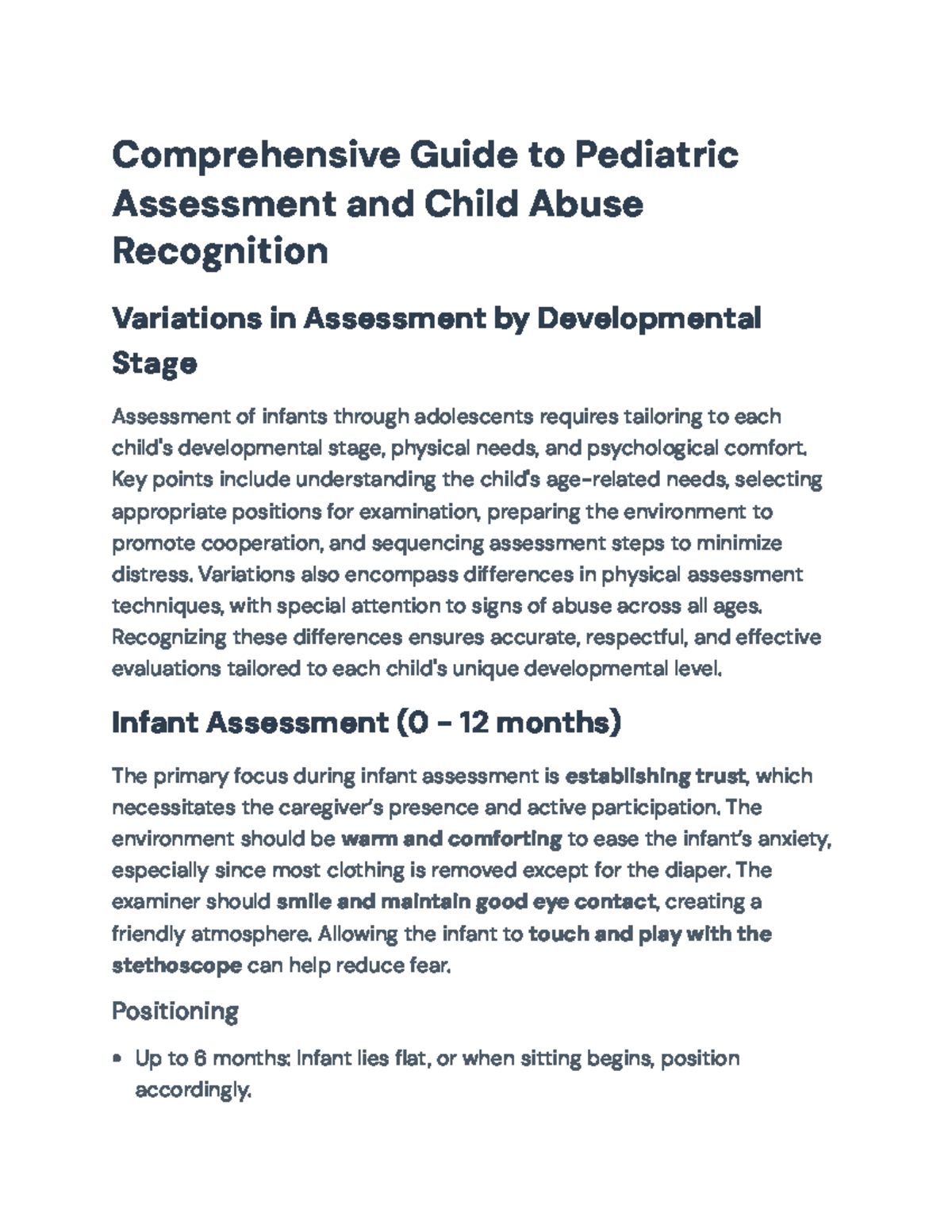Comprehensive Pediatric Assessment & Child Abuse Recognition Guide ...