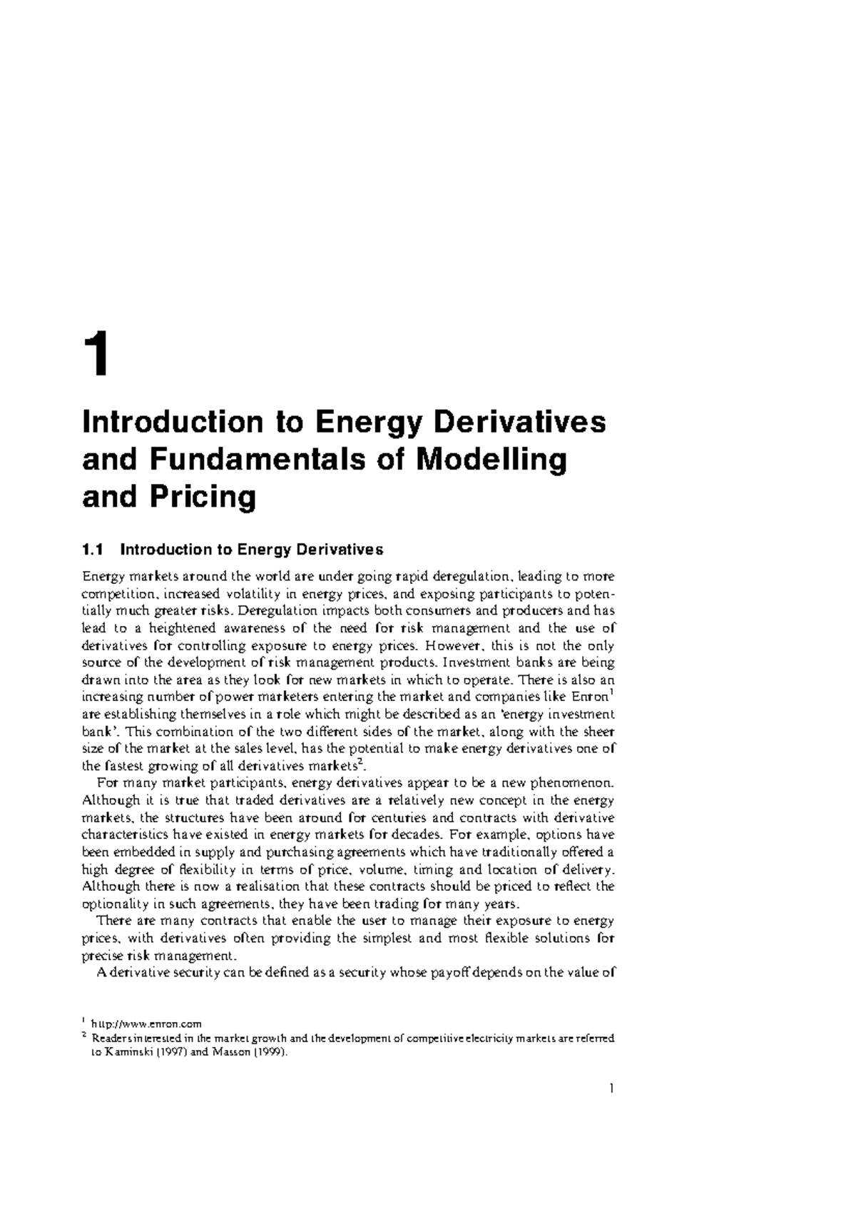 Energyderivatives chapter 1 - 1 Introduction to Energy Derivatives and ...