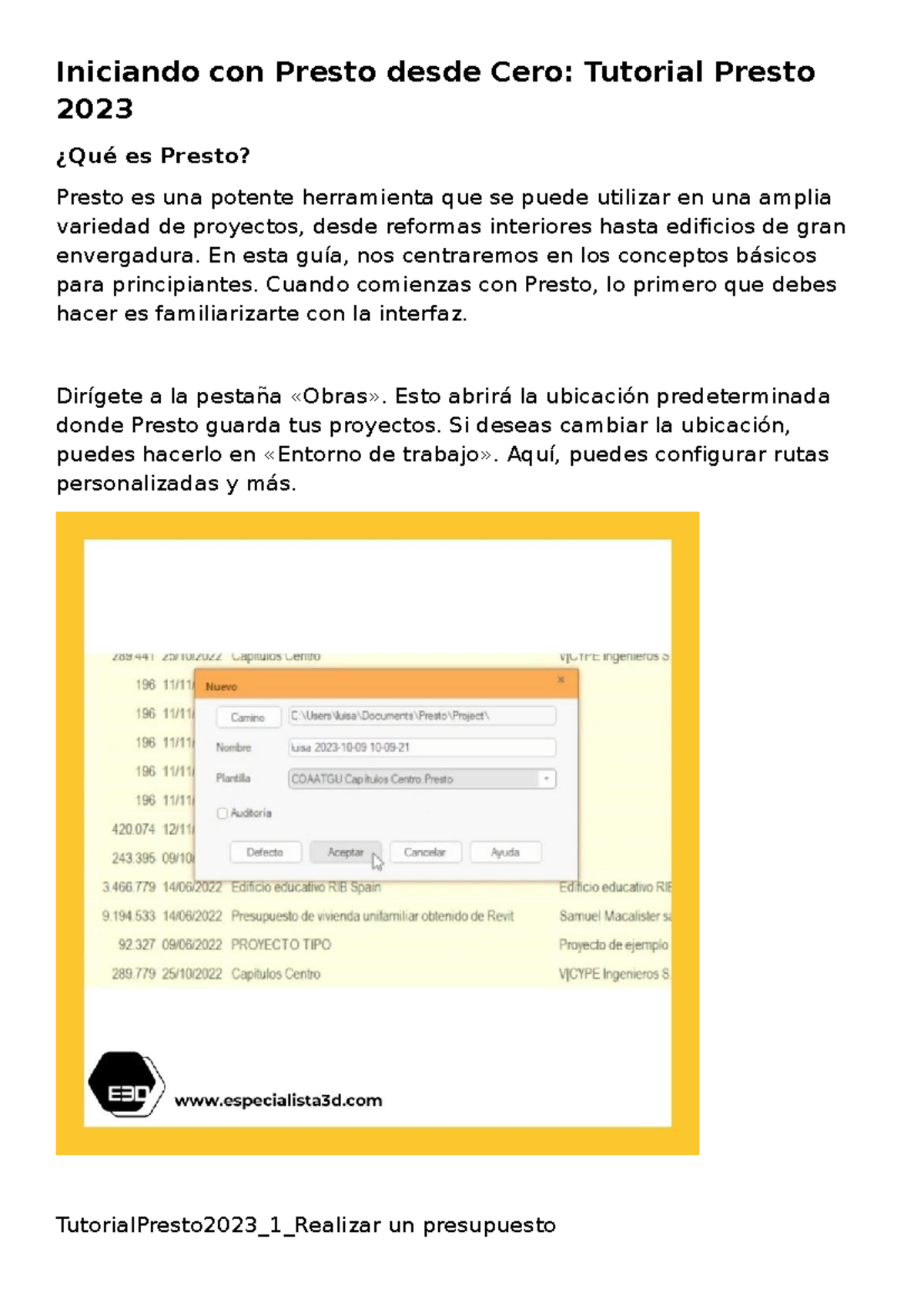 Tutorial Presto 2023: Guía Básica para Principiantes en Presupuestos ...