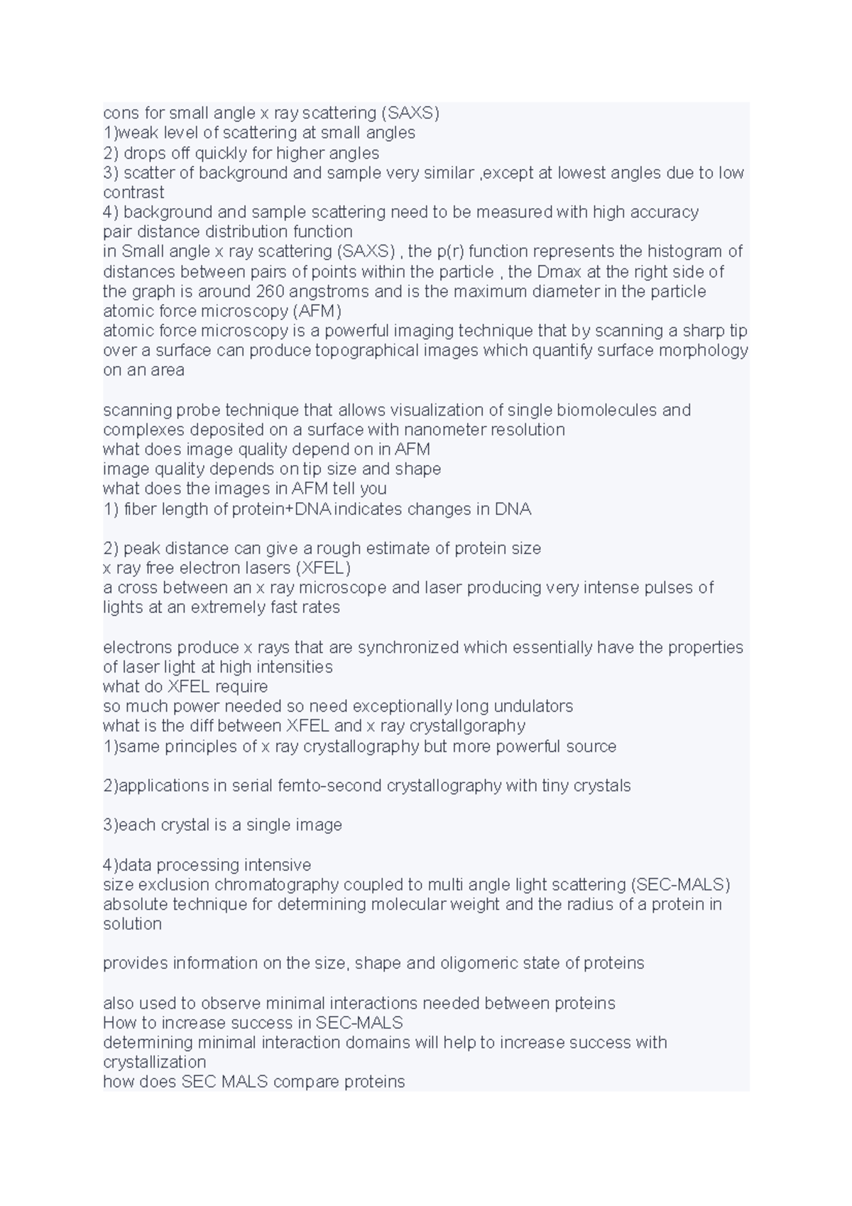 1 lecture notes - cons for small angle x ray scattering (SAXS) 1)weak ...